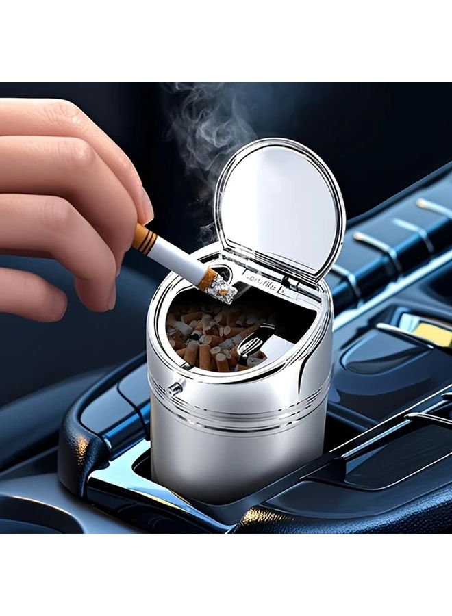 Stainless Steel Car Ashtray Type A with One Press Pop Up Lid and Cigarette Holder - Image 3